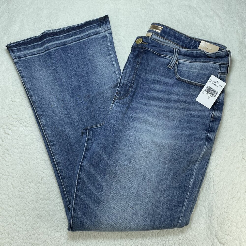 Kut Jeans Womens Sz 18 37x32 Blue Stella Fab Ab Flare High Rise Medium Wash NWT